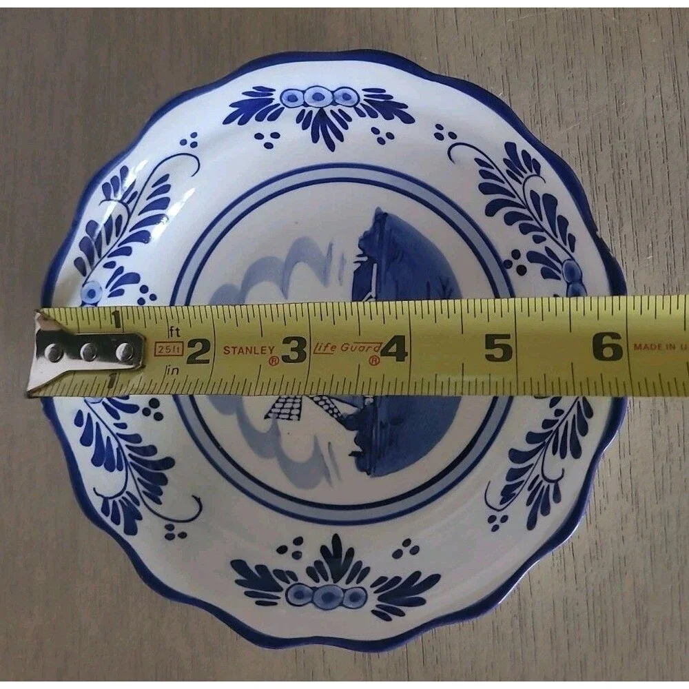 3 Piece Lot Handpainted Delft Blue Pottery Vase Bowl Pitcher Windmill Holland